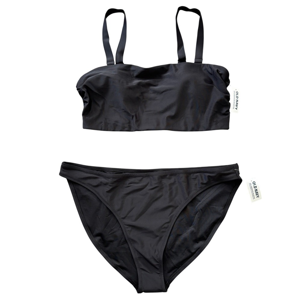 Old Navy Bandeau Bikini Swimsuit Set Womens XL Black Two Piece